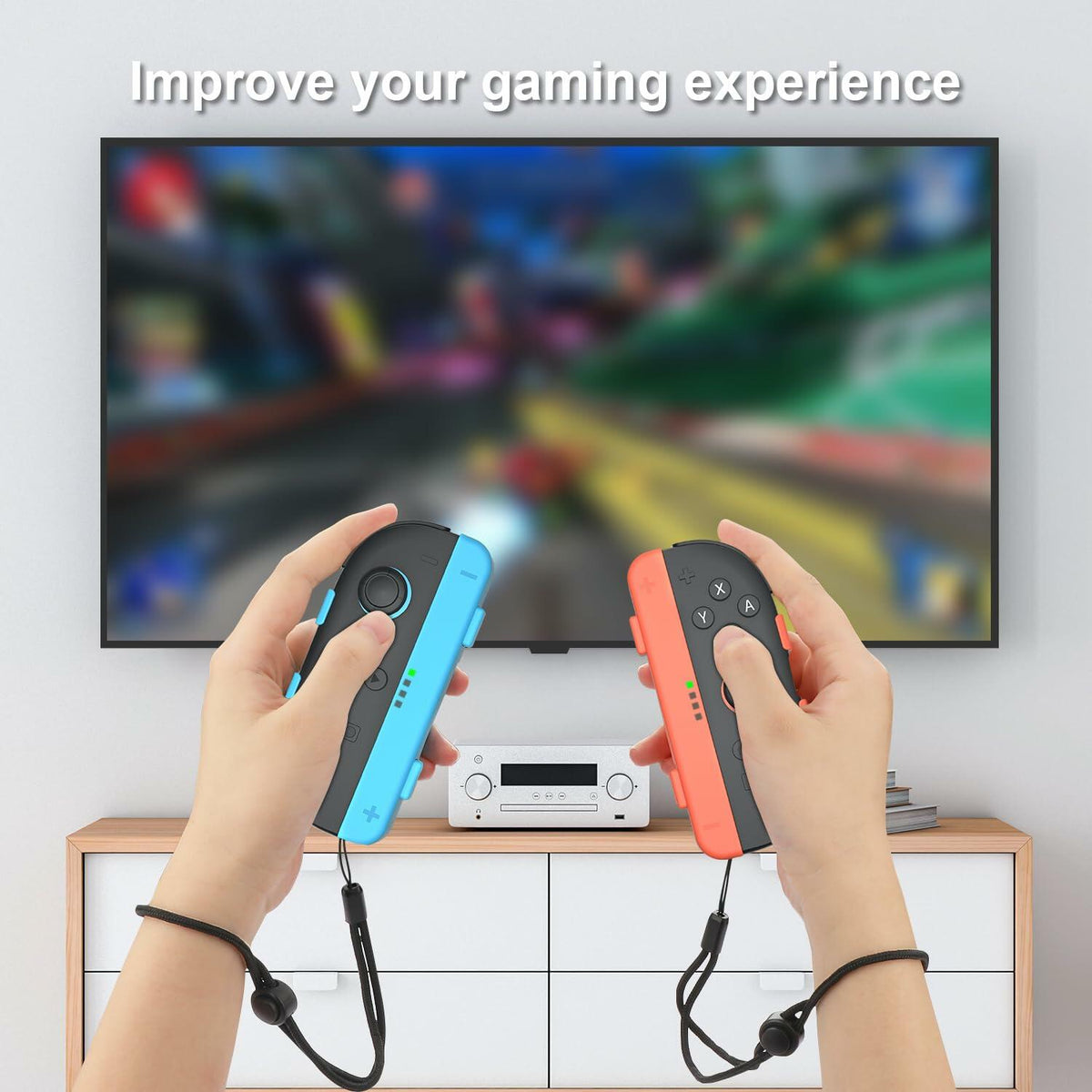 Correa de muñeca Gamorek para mandos Joy-Con de Switch 2, paquete de 2, azul y naranja