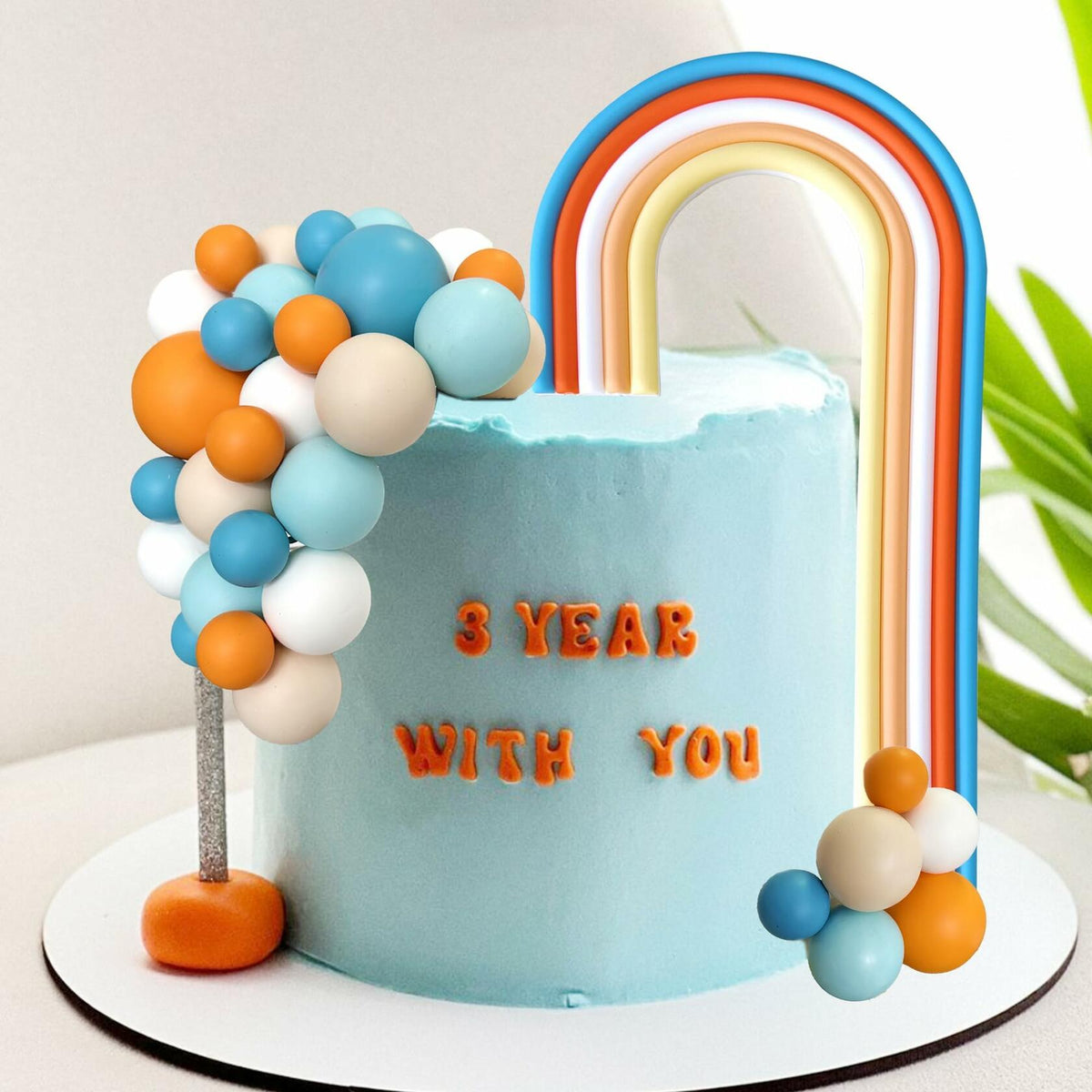 HAVAGDTM Decoraciones para pastel de bolas de espuma de color azul y naranja, 17 piezas