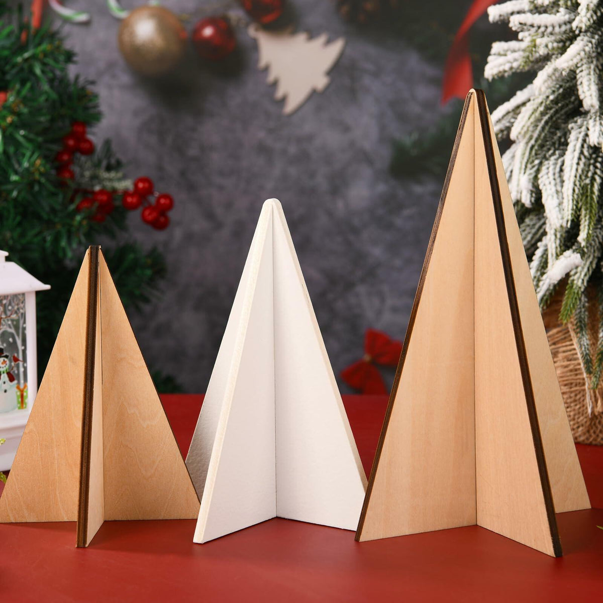 WHQXFDZ - Juego de 5 adornos navideños de madera para árbol, estilo granja, color blanco y negro