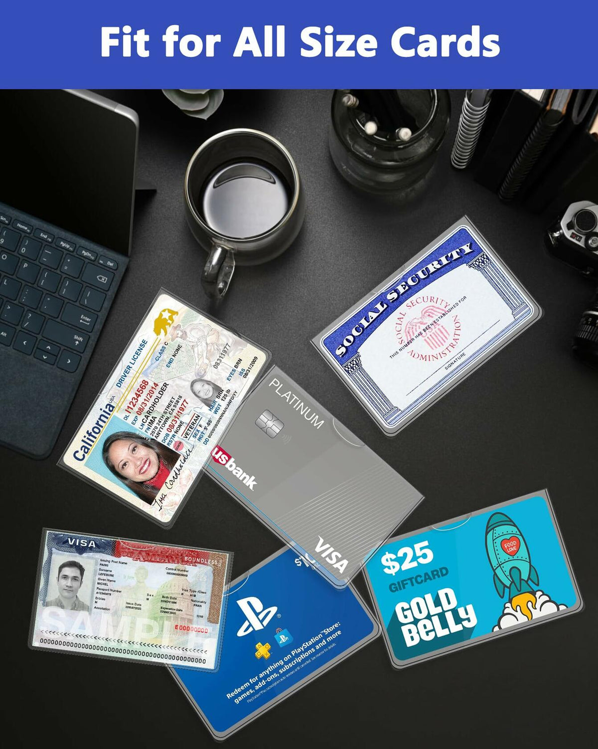 Fundas protectoras para tarjeta de Seguro Social Glsgsb, paquete de 6, 24 mil, transparentes e impermeables