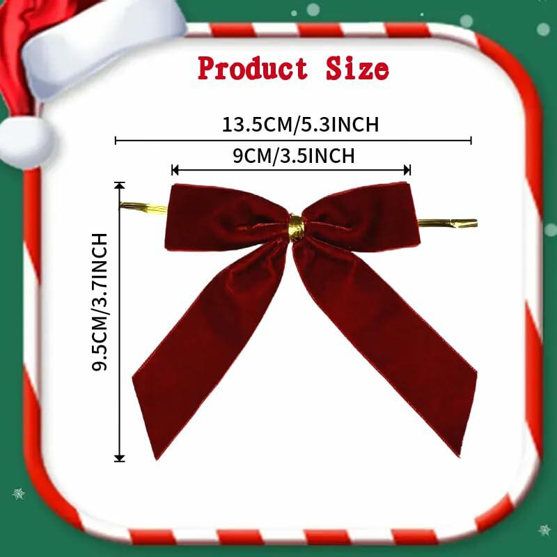 HSXJJ 12 piezas de adornos de lazos de terciopelo caqui para árbol de Navidad, 3.5x3.5 pulgadas