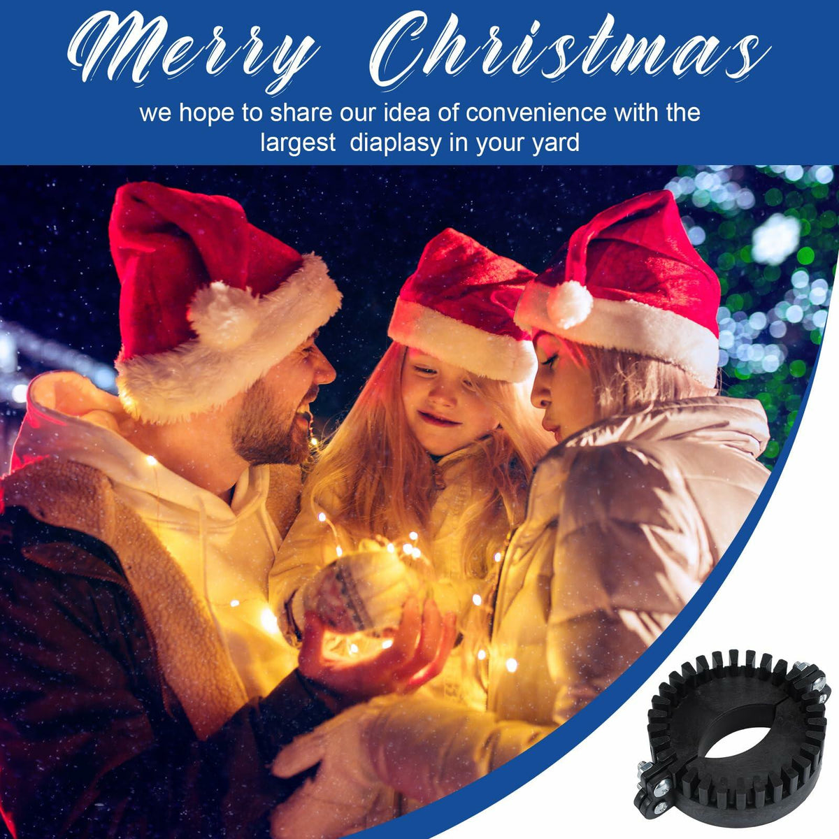 Gancho de luz para asta de bandera de árbol de Navidad Mega Topper de Menkxi, dorado, 7x5x1.75 pulgadas