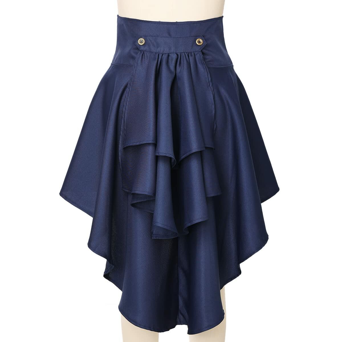 Falda corsé de pirata con volantes Steampunk de COSDREAMER, cinturón, azul, talla XL