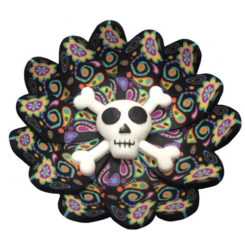 Fimo Round Cross Bones Incense Burner
