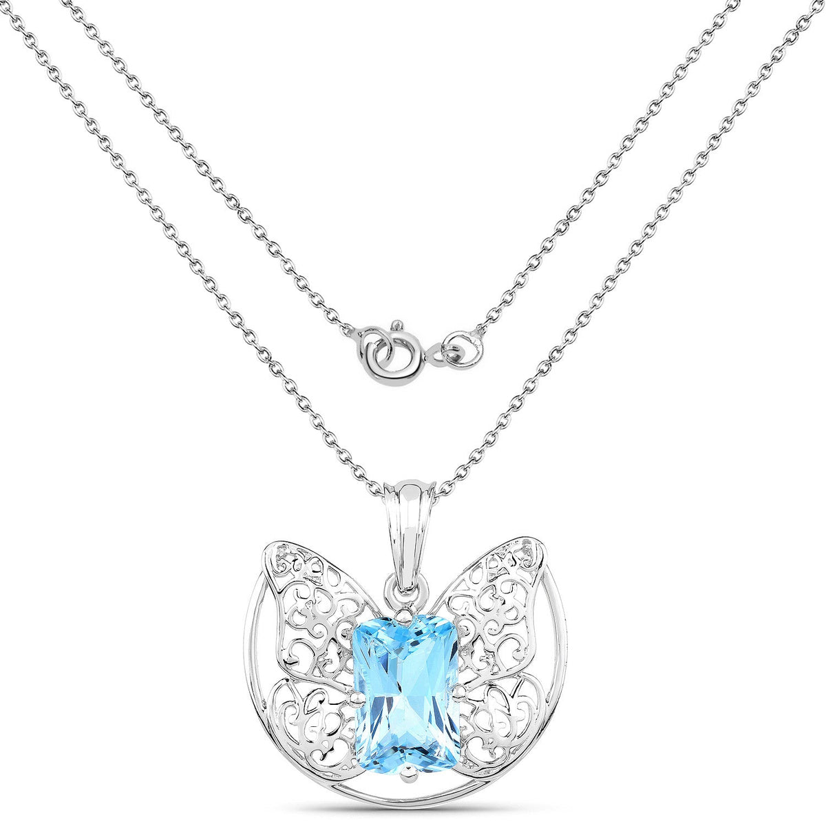 11.10 Carat Genuine Swiss Blue Topaz .925 Sterling Silver Pendant