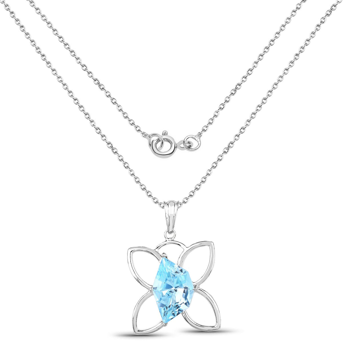 10.58 ct. Genuine Swiss Blue Topaz .925 Sterling Silver Pendant