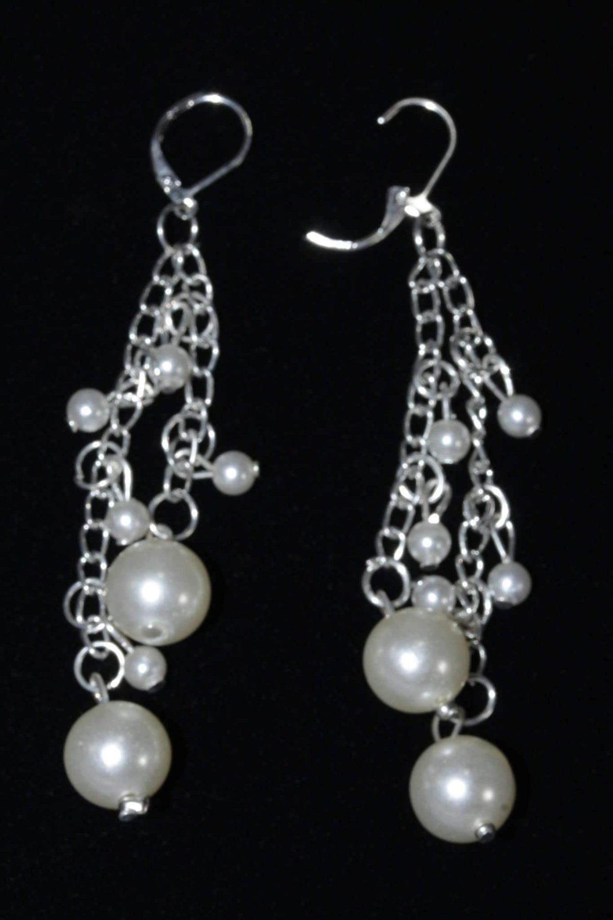 Pearl Chain Dangle Earrings Long Bridal Drop Earrings