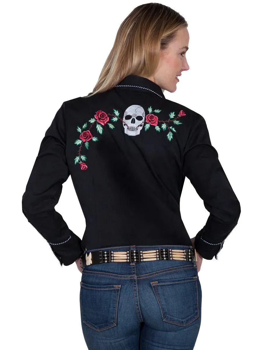 Scully Skulls And Roses Embroidery - Women's Western Shirt