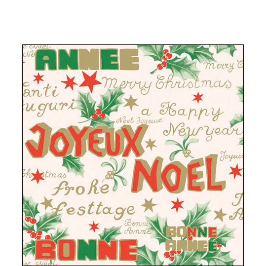 Paper Cocktail Napkin - Bonne Annee - Red