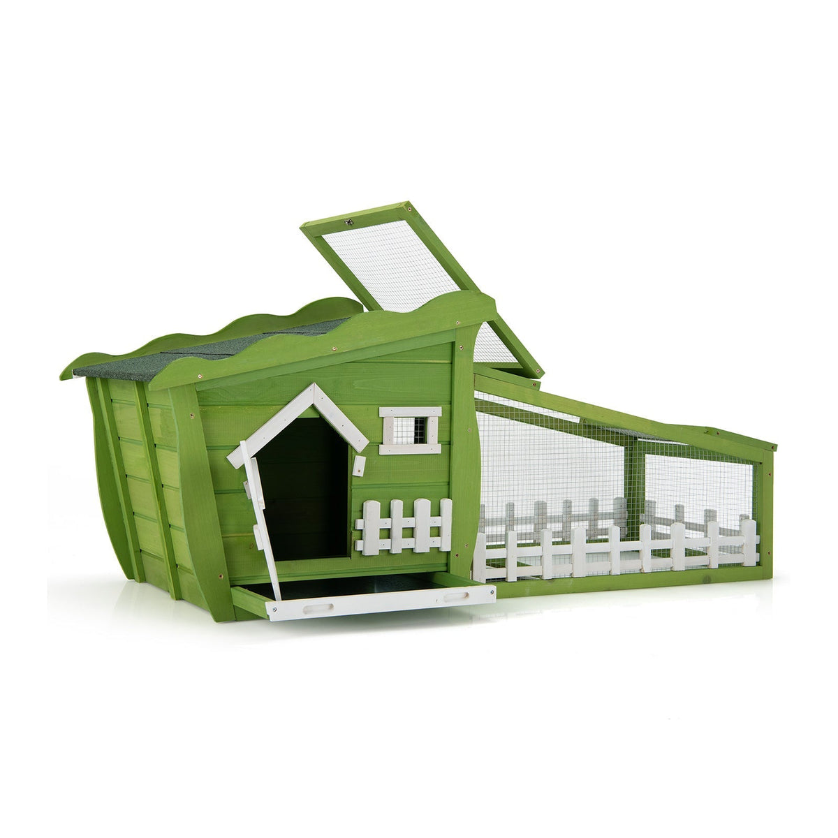 62 Inch Wooden Rabbit Hutch with Pull Out Tray