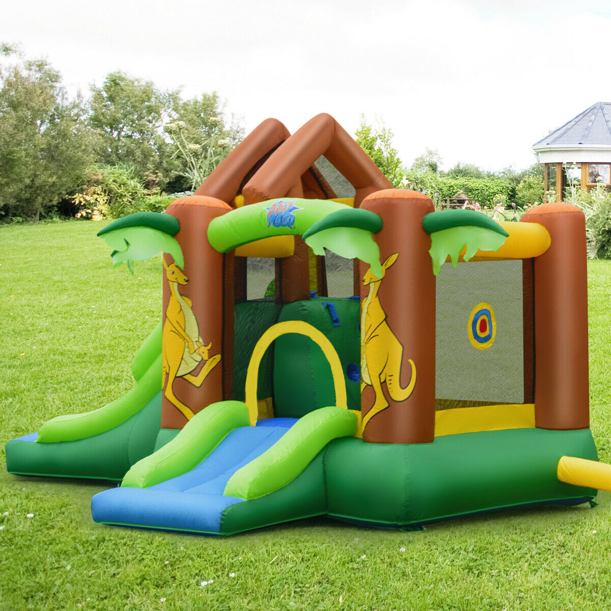 Castillo hinchable infantil de la selva con soplador de 735 W