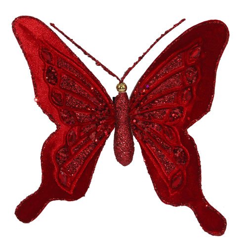 Pinza de mariposa de terciopelo rojo