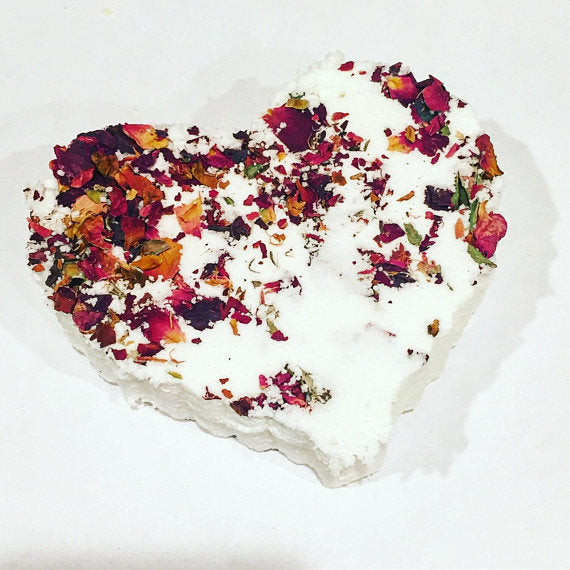 Rose Heart Bath Bomb With Dried Rose Petals Organic