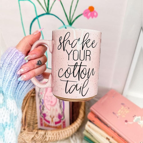 Shake Your Cotton Tail 16oz Ceramic Easter Coffee Mug Pastel Pink Blue
