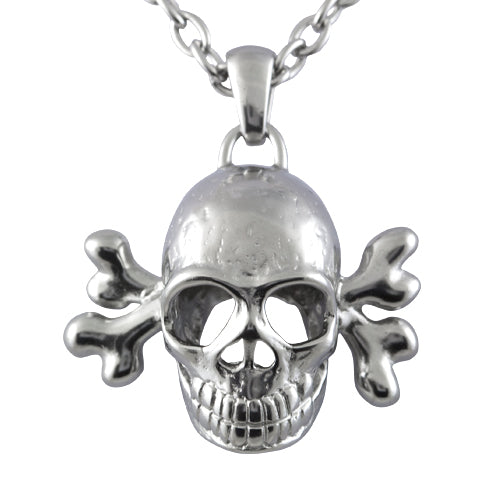 Silver Skull Pendant Necklace Gothic Biker Unisex Chain