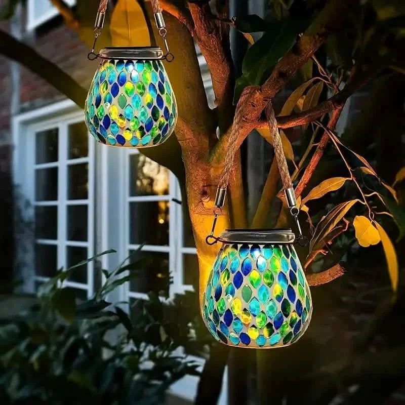 Solar Outdoor Mosaic Lantern