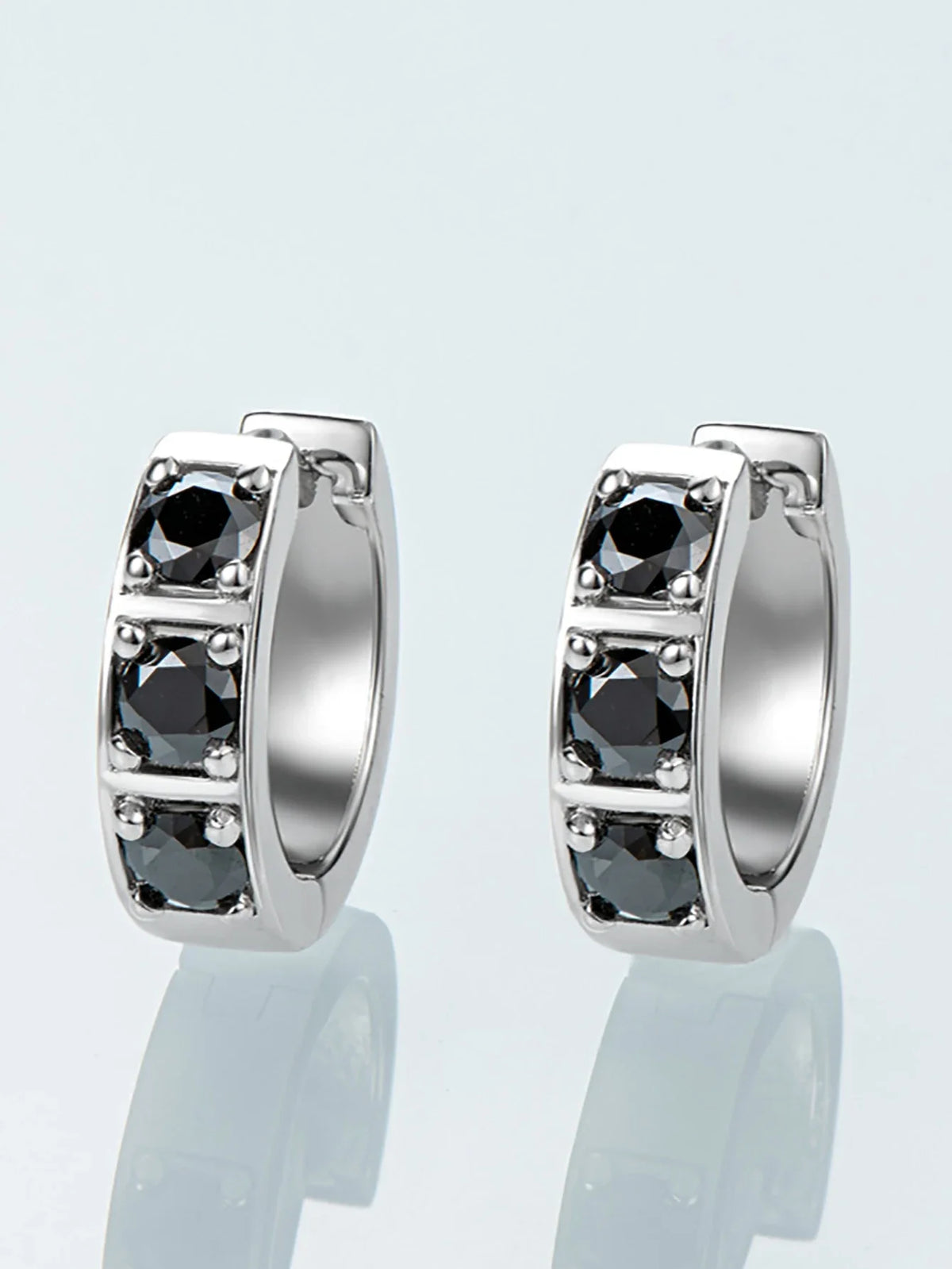 Sterling Silver 0.6ct Moissanite Hoop Earrings Black White Two-Tone 925