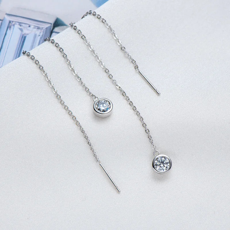 Sterling Silver 925 Moissanite Drop Earrings 1ct Bubble Ear Wire
