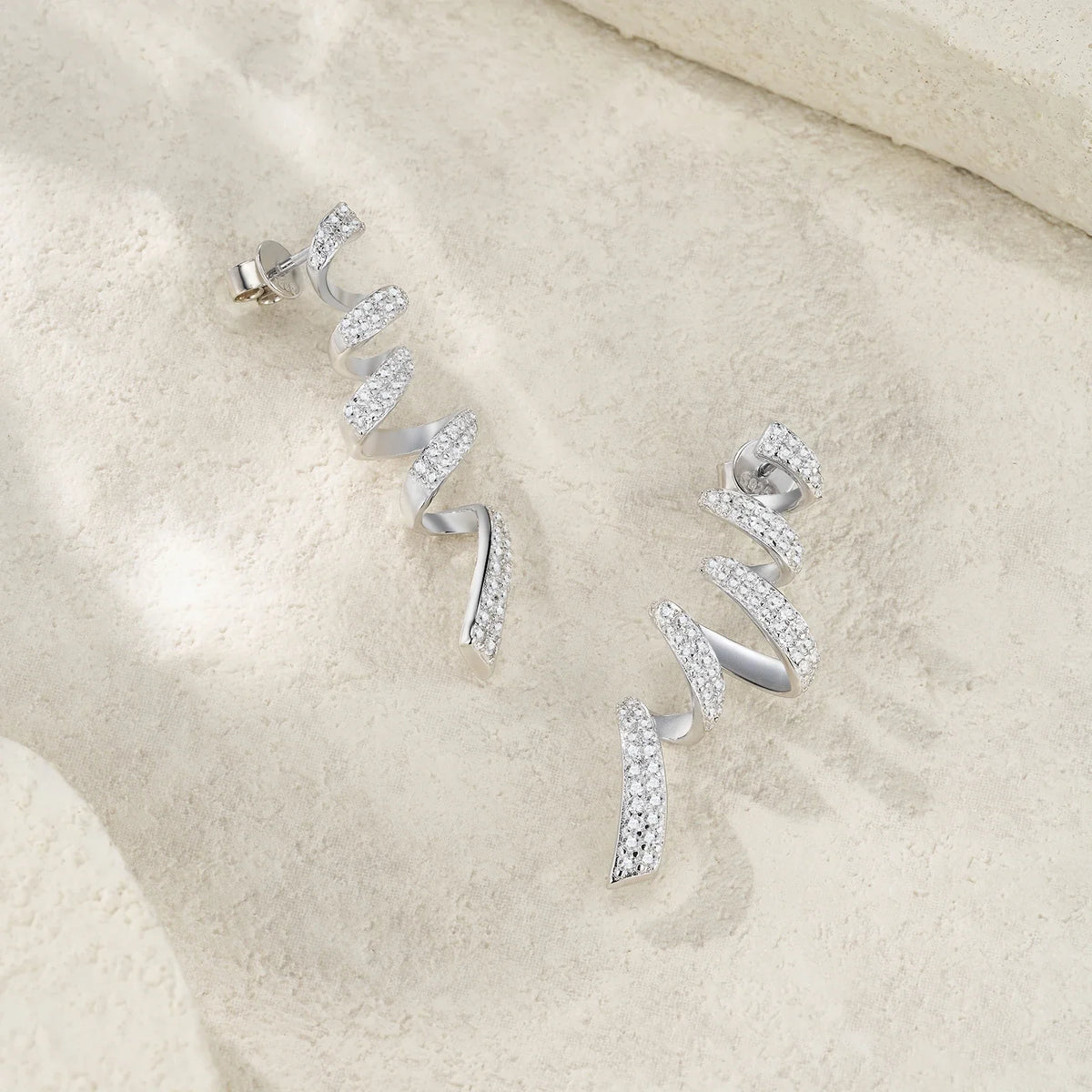Sterling Silver 925 Moissanite Spiral Drop Earrings For Women Twisted Elegant