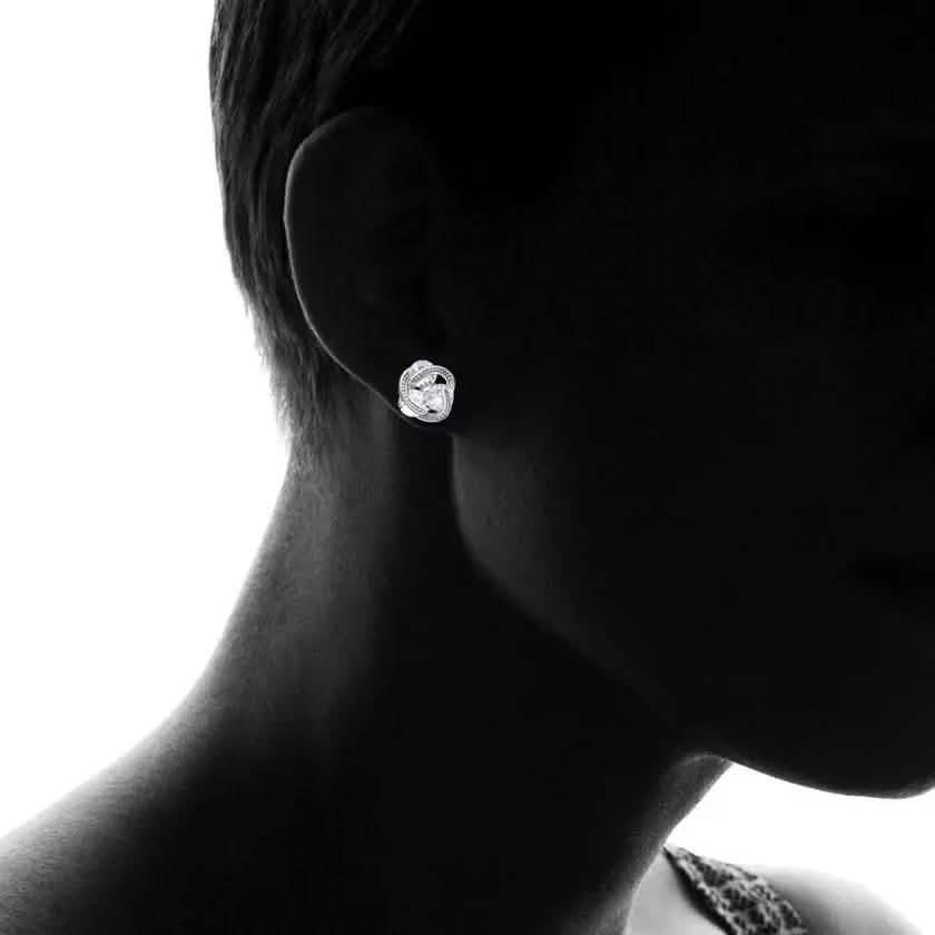 Pendientes de plata de ley con cristales de Swarovski en jaula flotante