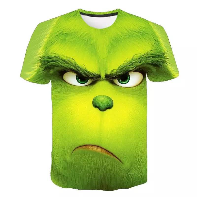 Camiseta 3D El Grinch de Manga Corta y Cuello Redondo para Hombre