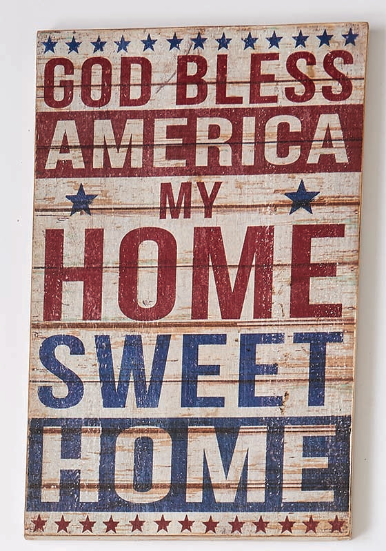 Letrero de madera desgastada "God Bless America"