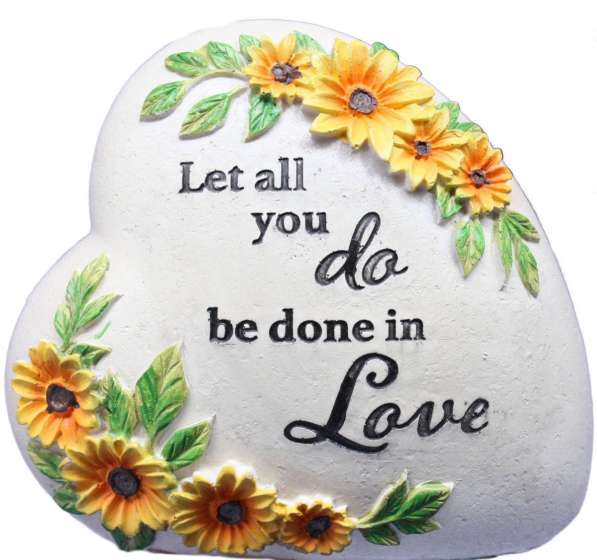 Resin Inspirational Heart Stone - Let all you do be done in Love
