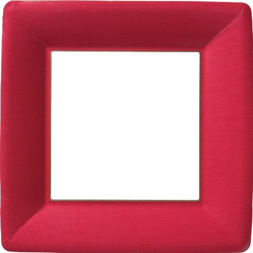 Platos llanos de papel de lino rojo clásico