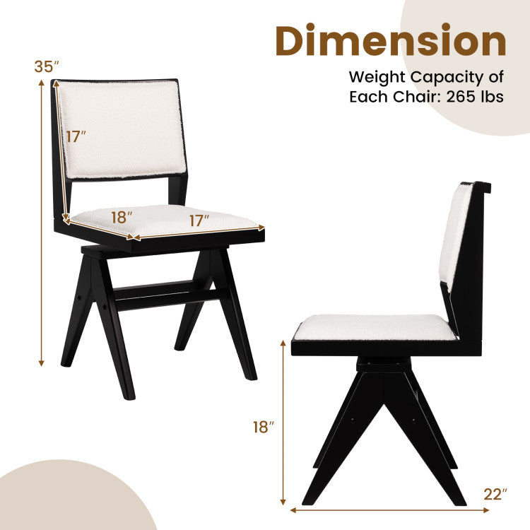 3-Piece Mid-Century Dining Set with 36” Round Pedestal Table and 2 Swivel Sherpa Upholstered Chairs
