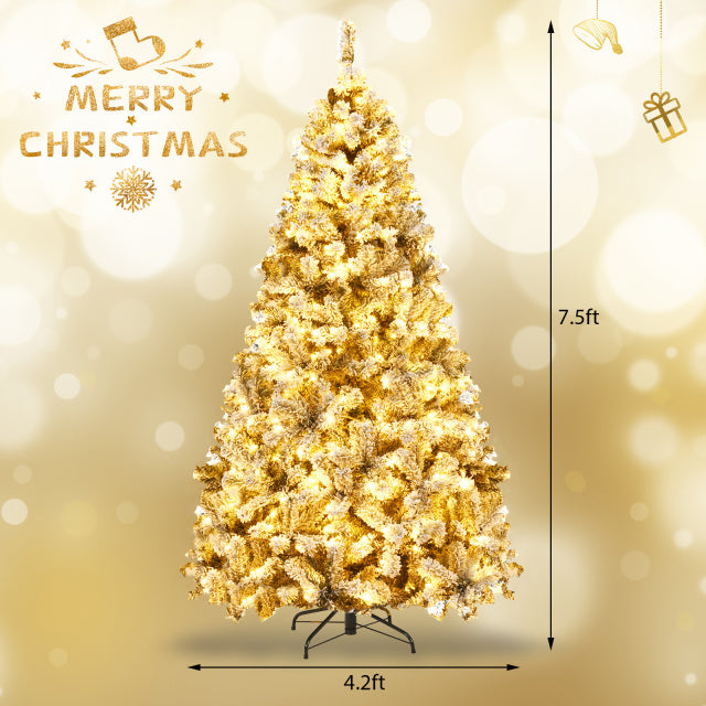 Ultimate Holiday Décor Suite: Pre-Lit Snow Flocked Christmas Tree & 50" Recessed Electric Fireplace Set