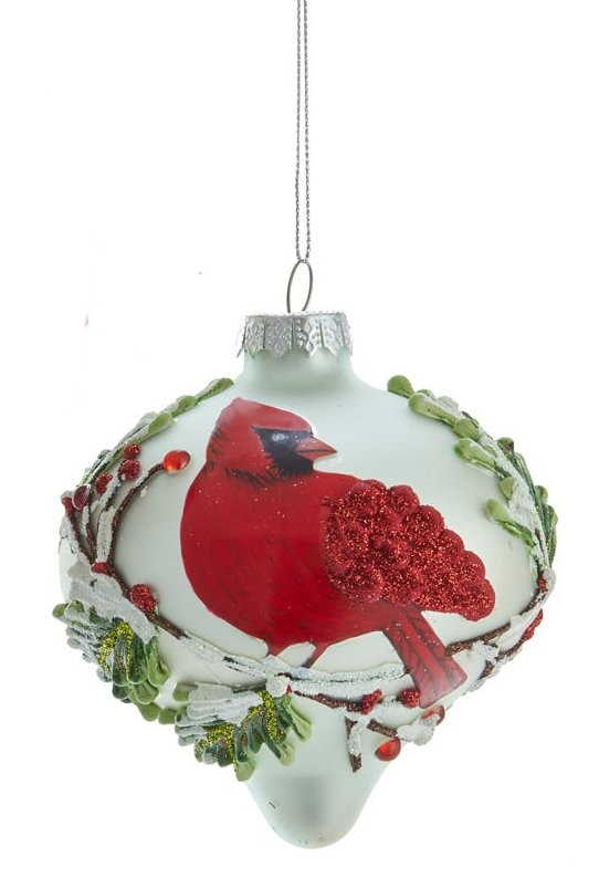 Adorno de cristal esmerilado Cardenal de cristal - Forma de cebolla