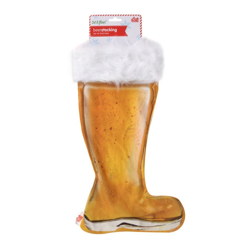 Calcetín navideño con forma de bota de cerveza