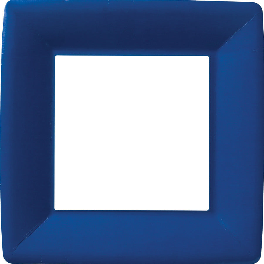 Plato de cena cuadrado de papel azul oscuro Classic Linen