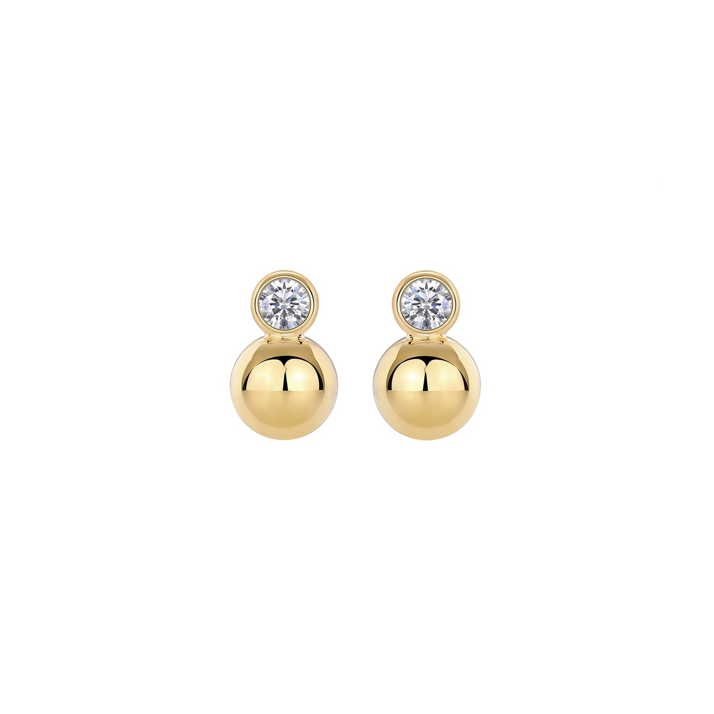 0.5ct x2 Moissanite Orb Stud Earrings S925 Sterling Silver 18K Gold Plated