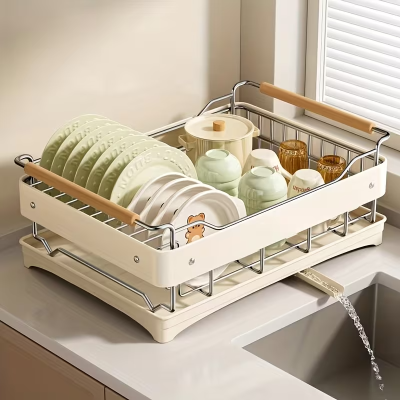 Stainless Steel Dish Drying Rack with Utensil Holder