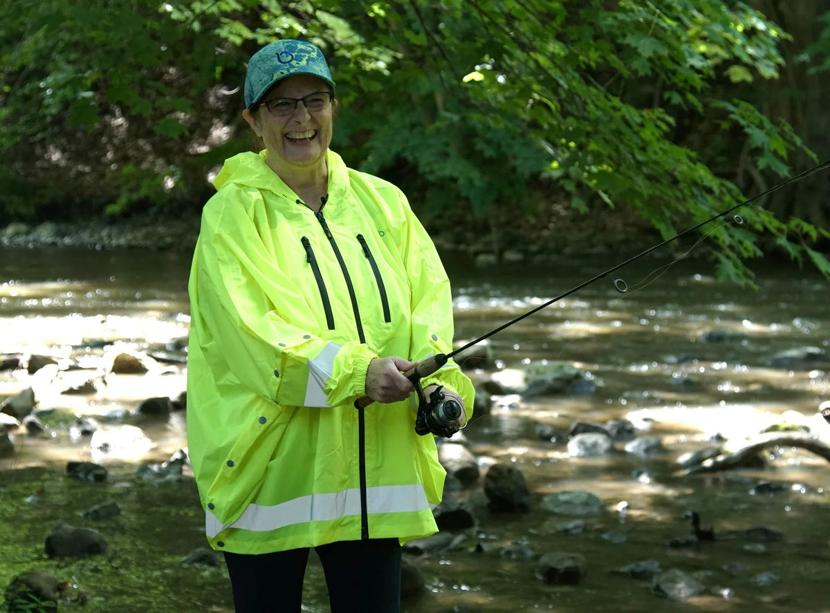 Brella Lime Green Unisex Hybrid Rain jacket w/ Reflective Strips