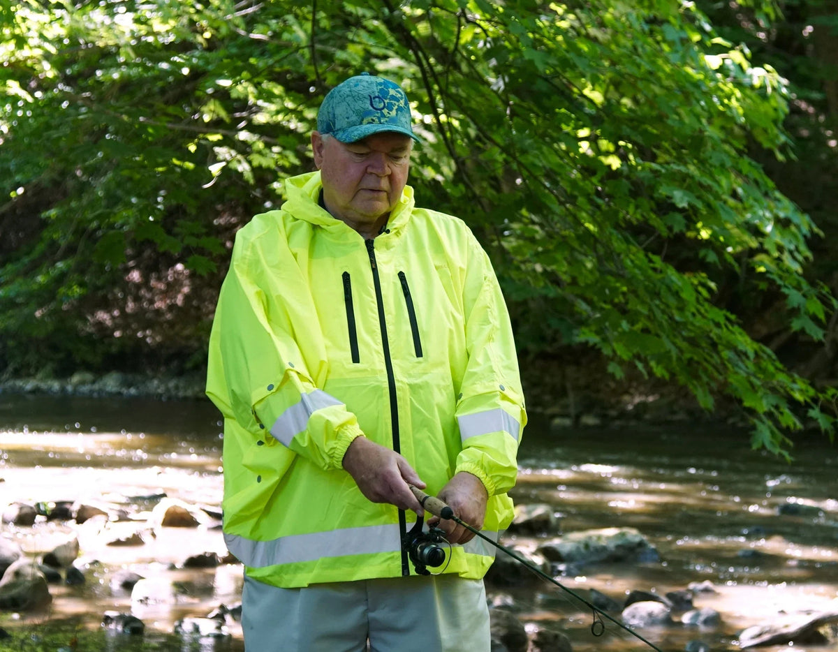 Brella Lime Green Unisex Hybrid Rain jacket w/ Reflective Strips