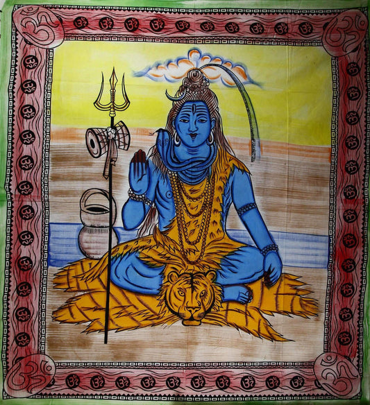 Shiva Third Eye Tapestry With Trishul And Om Wall Art