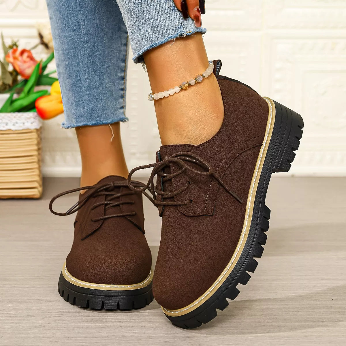 Lace-Up Platform Loafers