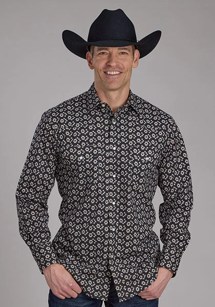 Roper 2286 Cream Floral (Black) - Men's Western Shirt