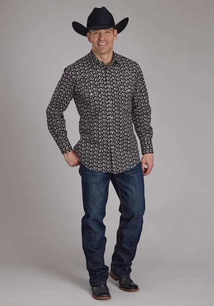 Roper 2286 Cream Floral (Black) - Men's Western Shirt