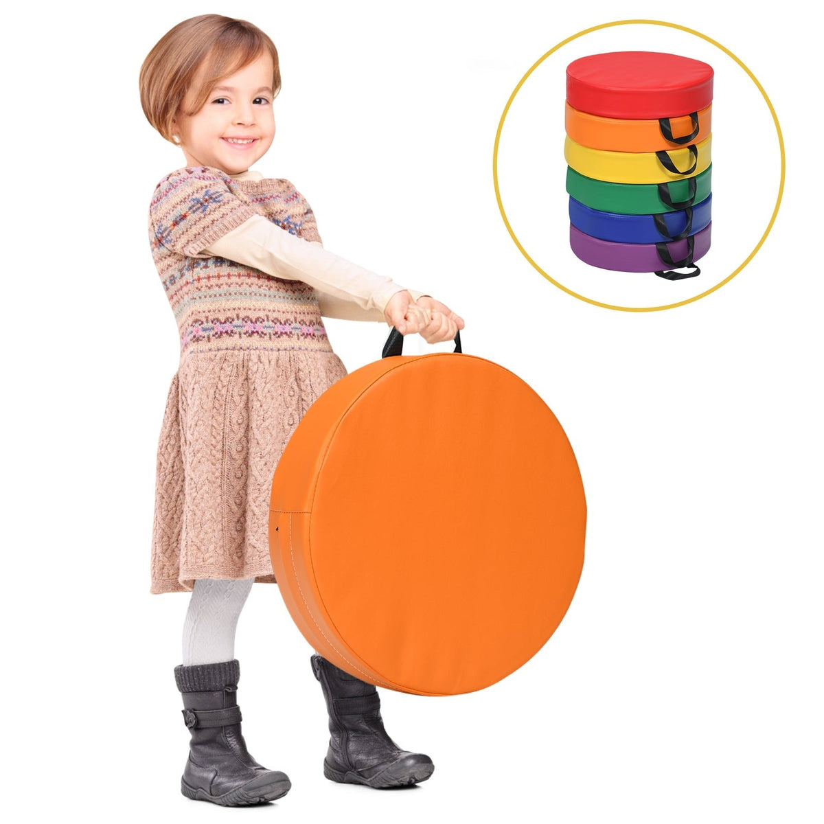 6 cojines de suelo redondos de 15 pulgadas para niños pequeños