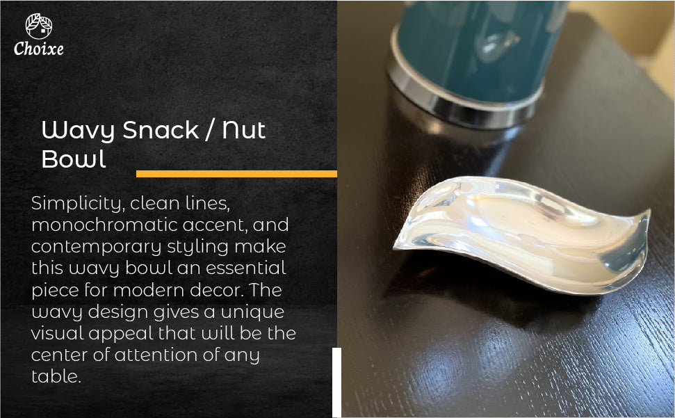 Wavy Recycled Aluminum Snack And Nut Bowl Minimal Design