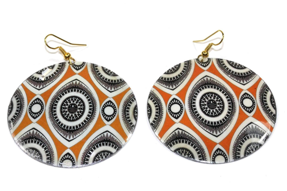 Henna Art Evil Eye Mother Of Pearl 2 Inch Handmade Earrings
