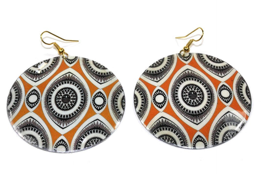 Henna Art Evil Eye Mother Of Pearl 2 Inch Handmade Earrings