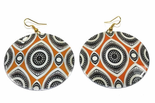 Henna Art Evil Eye Mother Of Pearl 2 Inch Handmade Earrings