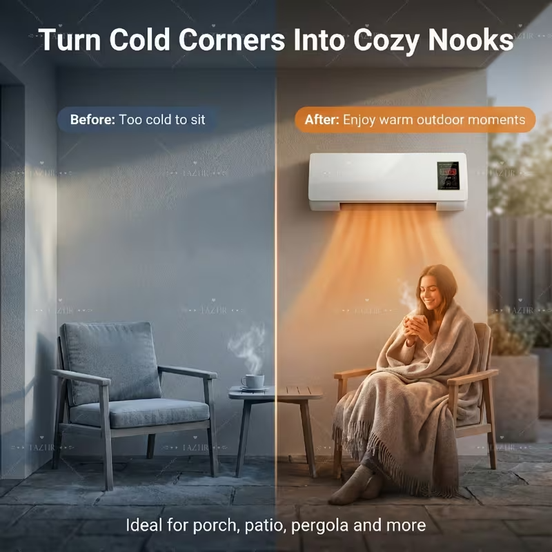 1200W Wall-Mounted Heater and Fan Combo with Remote