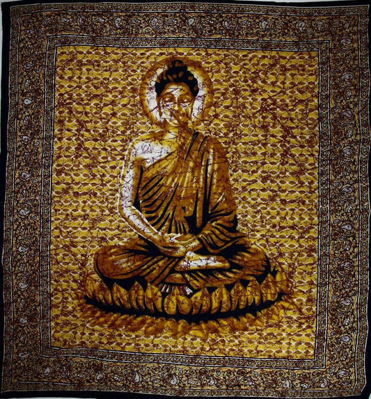 Yellow Buddha Meditation Batik Tapestry Yoga Wall Decor