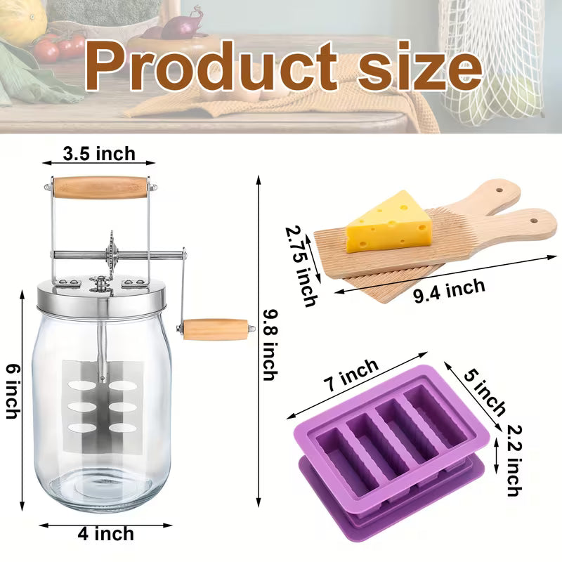 6-Piece Manual Butter Churner Mason Jar Set