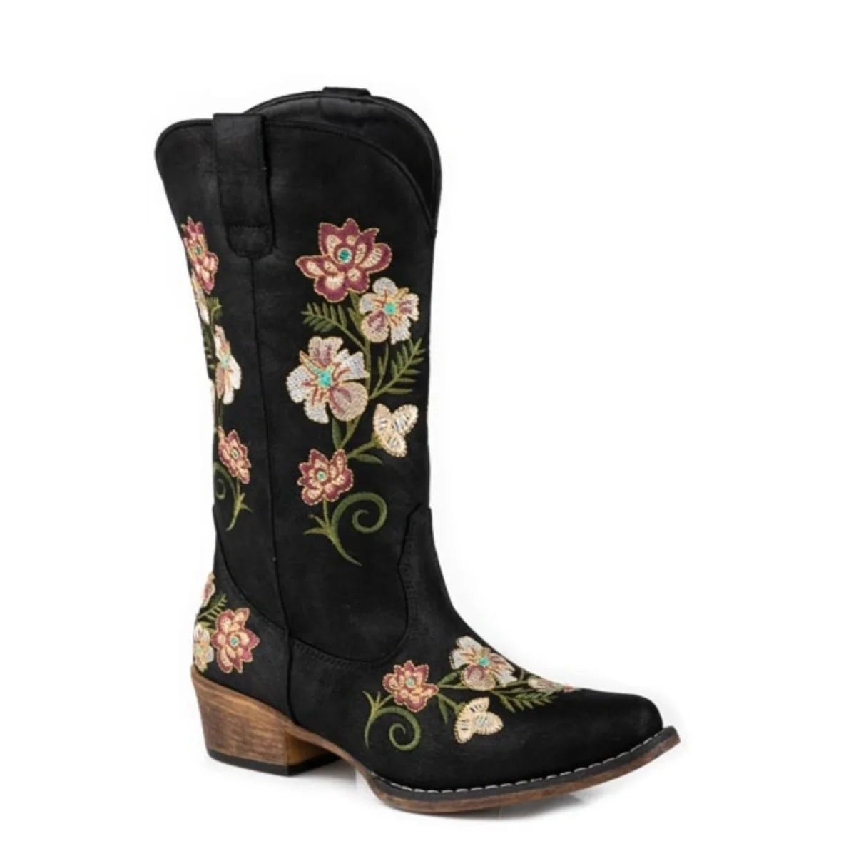 Roper Riley Floral (Black) - Women's Cowgirl Boot